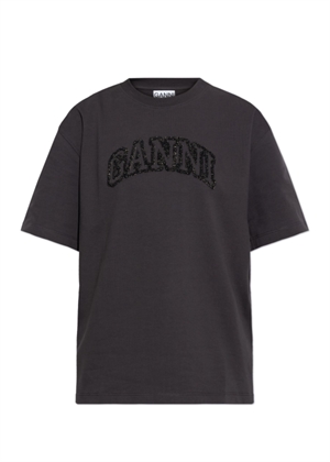 Heavy cotton drop shoulder tee Phantom T4095 Ganni 